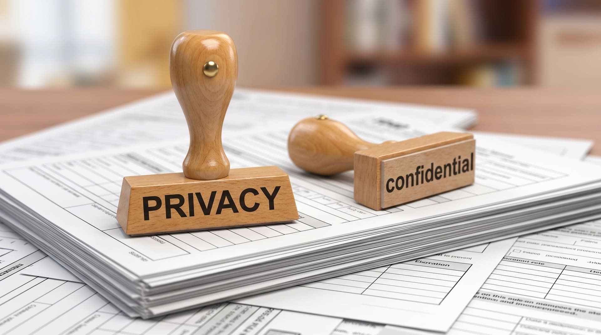 Confidential and privacy stamps on business paperwork