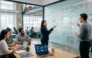 Marketer reviews a multi-touch chart showing b2b marketing attribution assigning credit across channels.